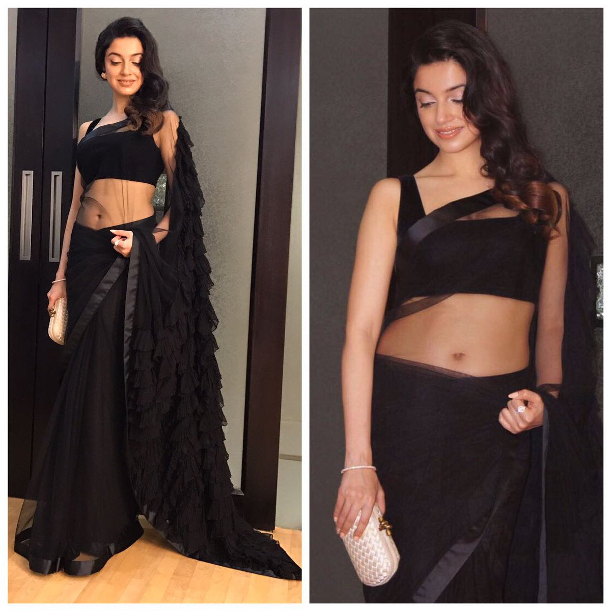 Divya Khosla Kumar In Rocky S Collections Designer Black Saree Lady India