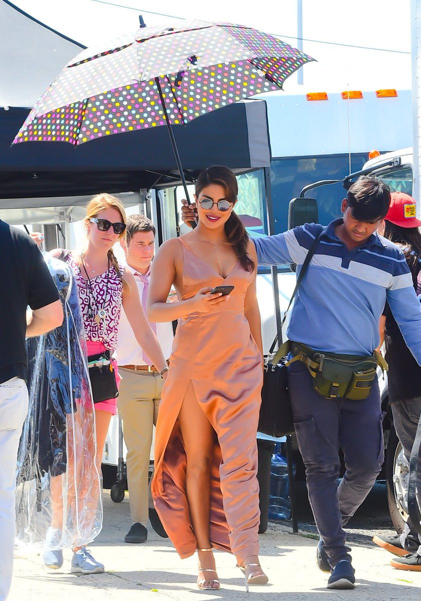 Priyanka Chopra Looked Hot In Rose Gold Gown On The Sets Of Her Film Isn't It Romantic