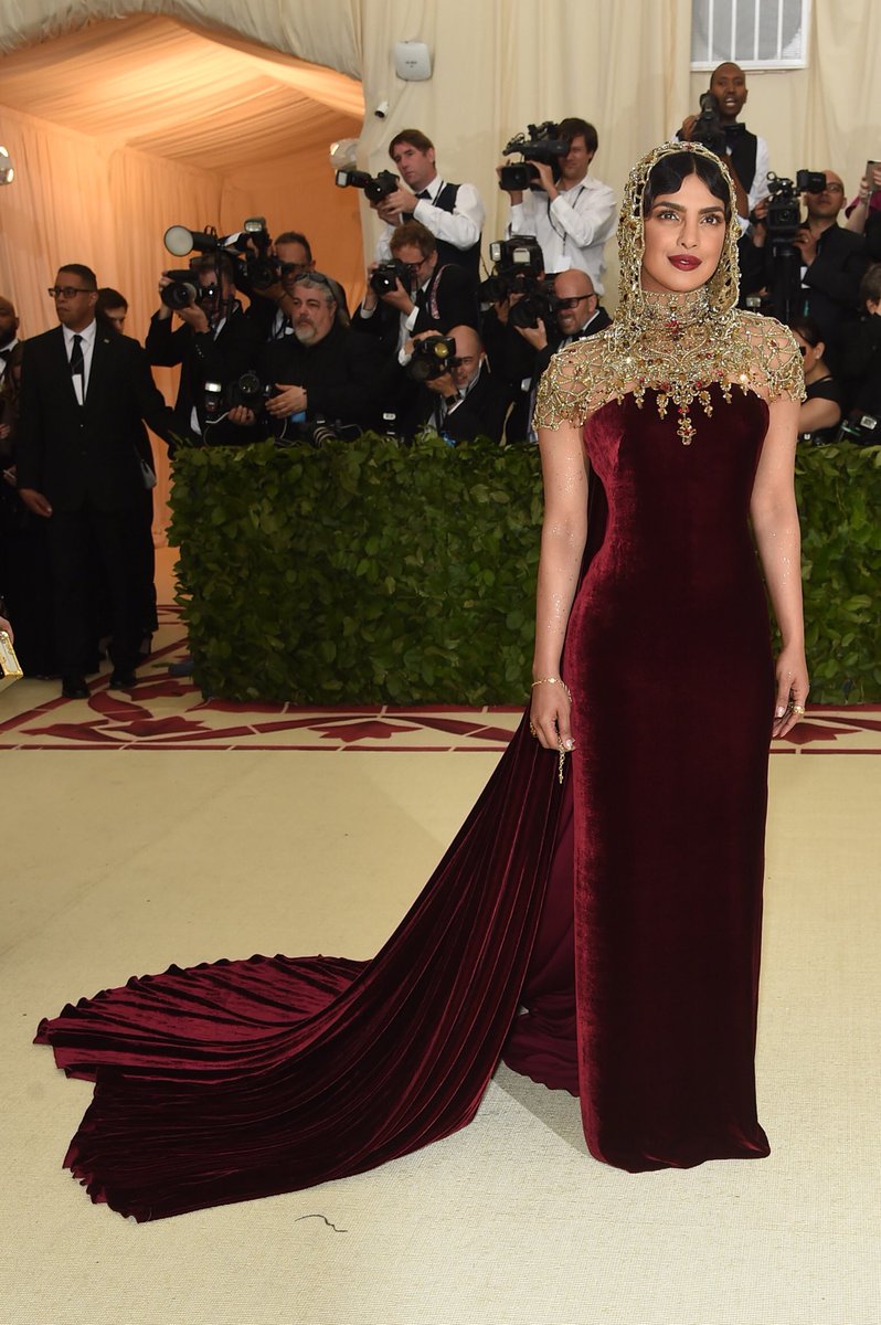 Priyanka Chopra in Ralph Lauren's Velvet Gown at Met Gala 2018