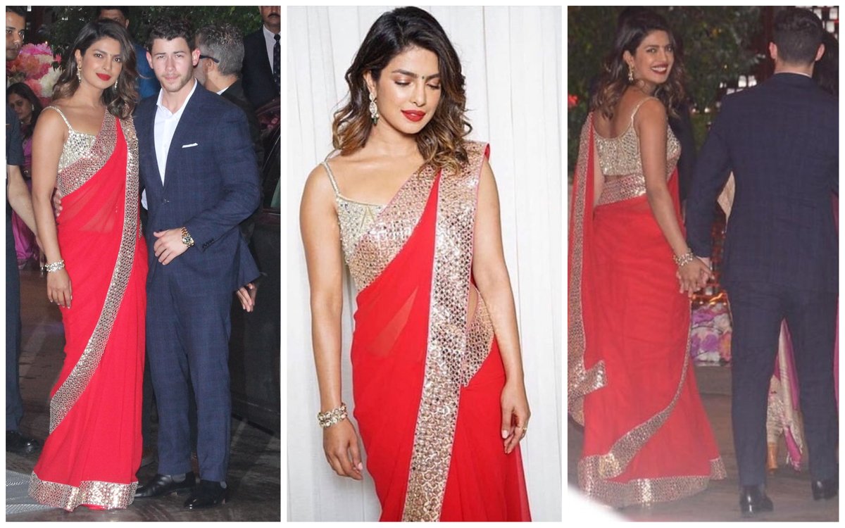 Priyanka-Chopra-in-Abu-Jani-Sandeep-Khosla's-Red-Saree