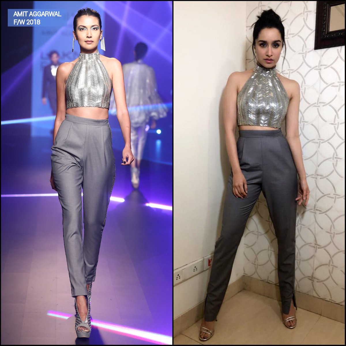 Shraddha Kapoor in Amit Aggarwal's molded top paired with a classic tailored pant