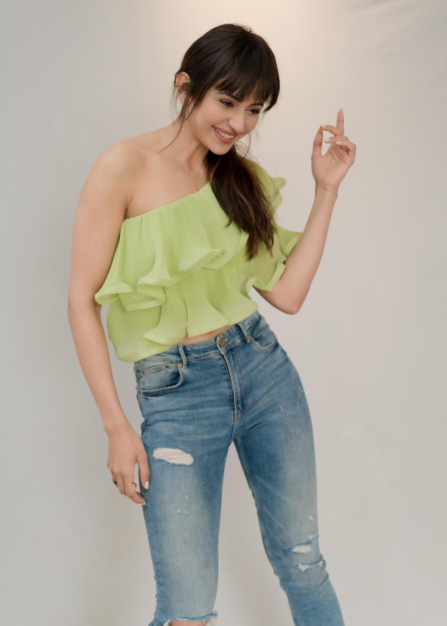 Rakul Preet Singh in fringe cut Top with Blue Denim