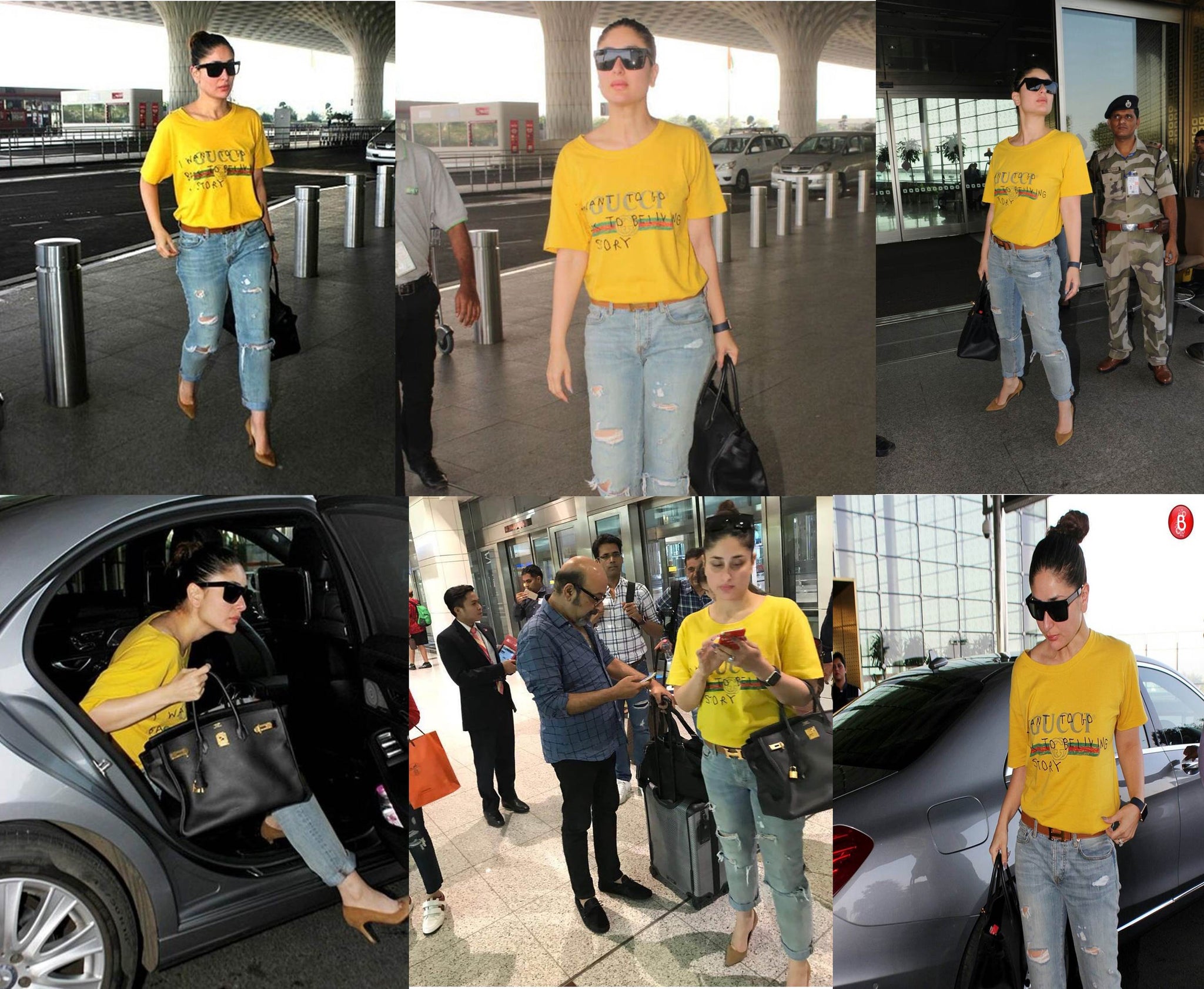 Kareena Kapoor Khan was spotted wearing ripped jeans with the Gucci Coco Capitán logo t-shirt 