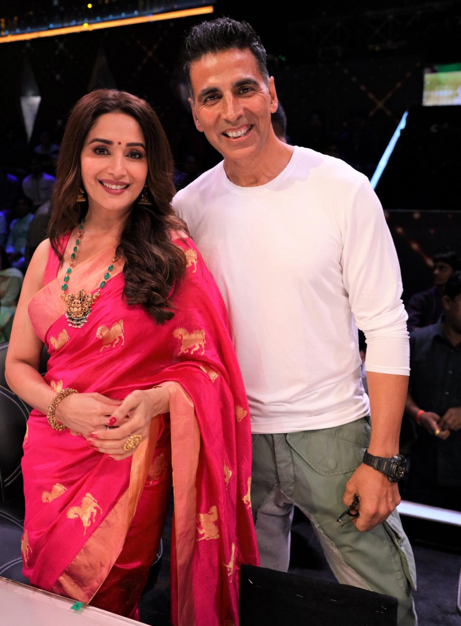 Madhuri Dixit in Sailesh Singhania's Pink Silk Saree