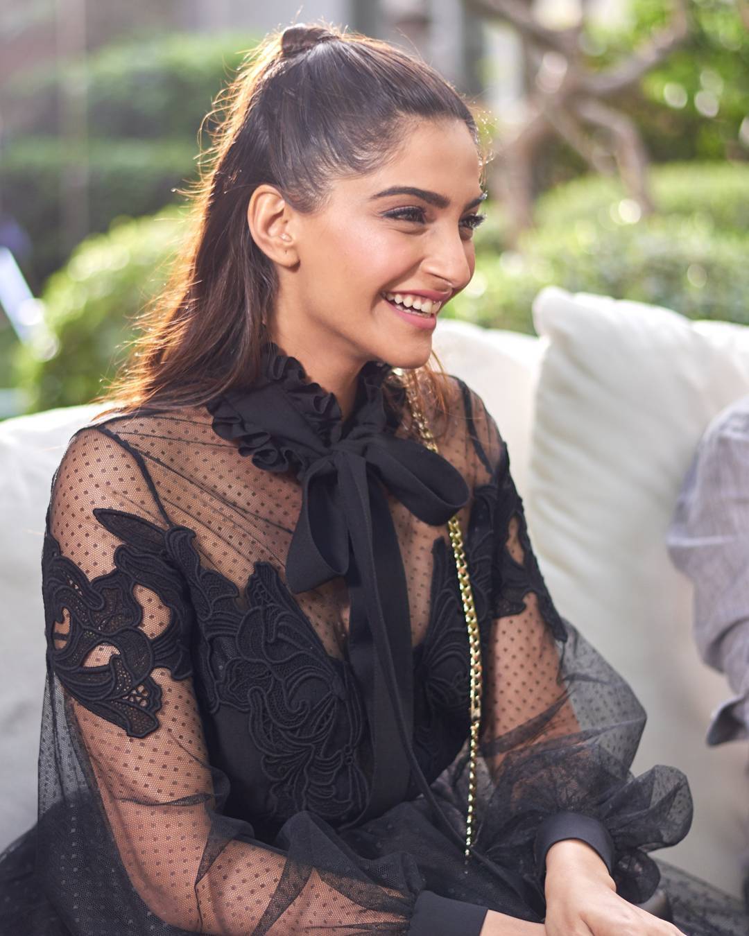 Sonam Kapoor wore a black tulle ensemble from Elie Saab