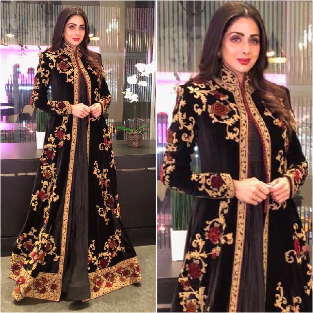 Sridevi in Embroidered Jacket Style Anarkali Suit By Rohit Bal