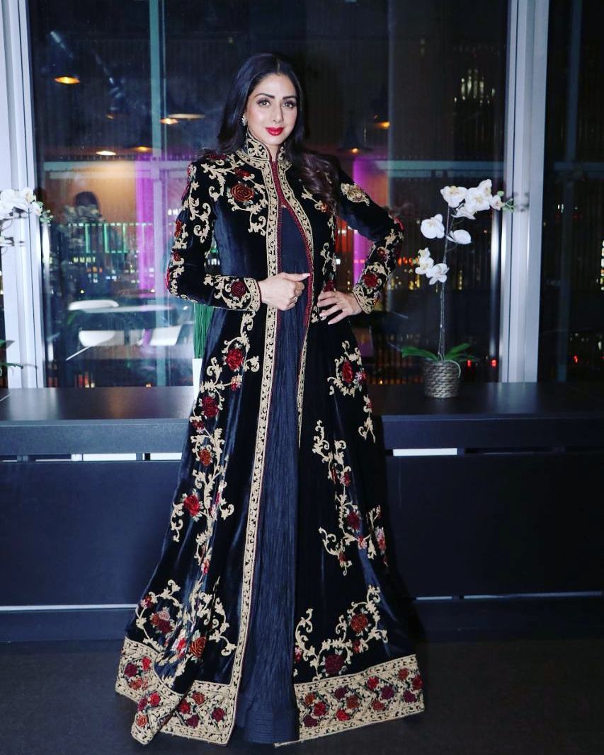 Sridevi in Embroidered Jacket Style Anarkali Suit By Rohit Bal