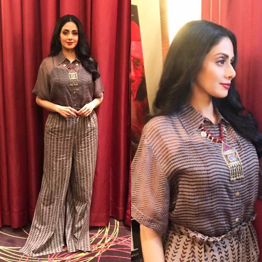 Sridevi Kapoor in A hand block printed shirt paired with hand block printed palazzos