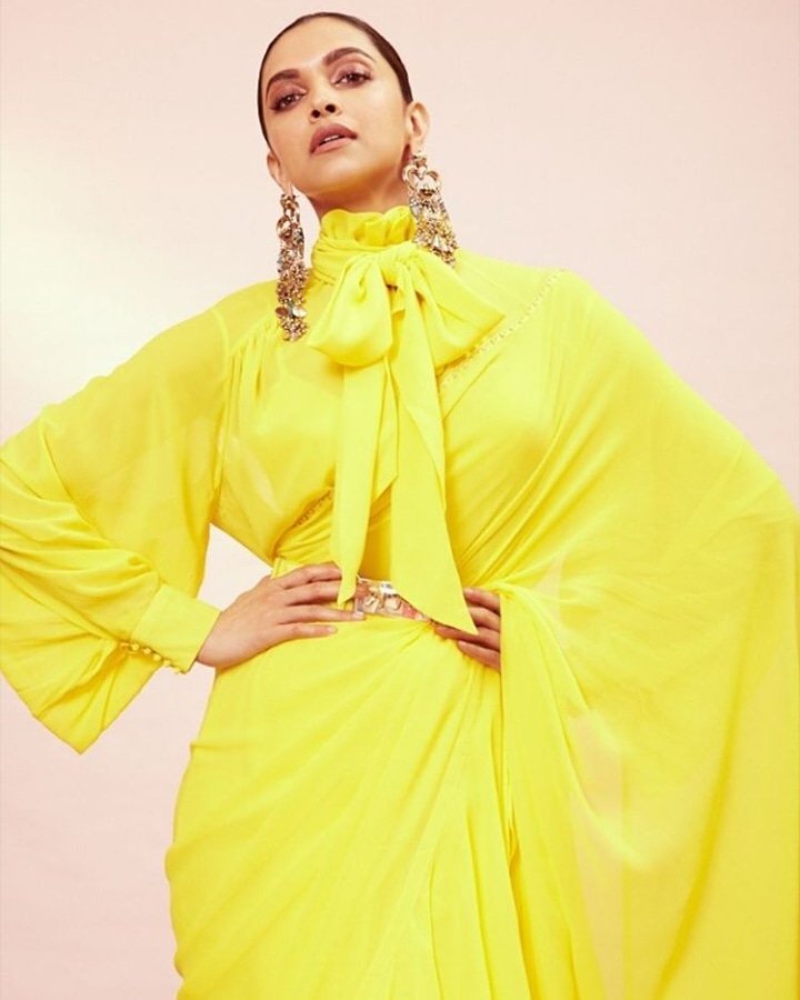 Deepika Padukone’s Latest Designer Ruffled Yellow Saree is a Must-have 