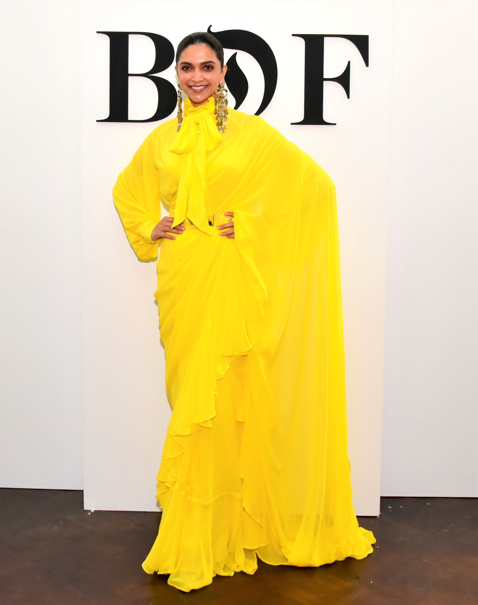 Deepika Padukone’s Latest Designer Ruffled Yellow Saree is a Must-have 