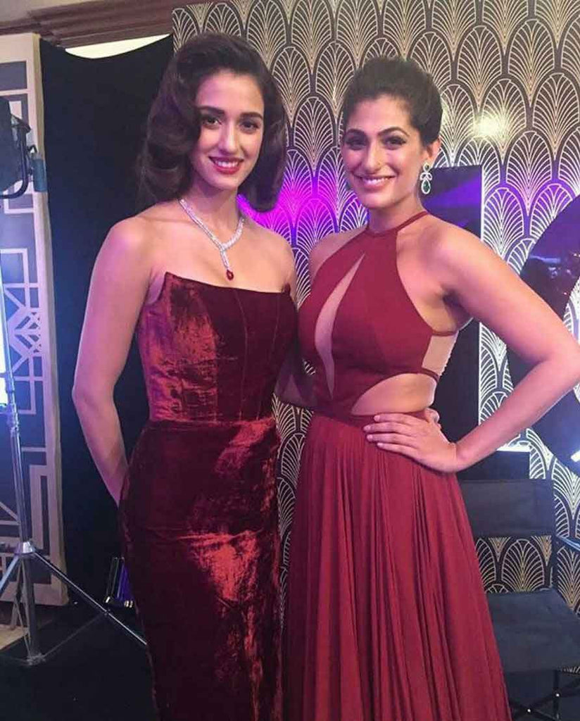 Disha Patani Looked Like A Million Bucks in Red Velvet Strapless Gown By Swapnil Shinde