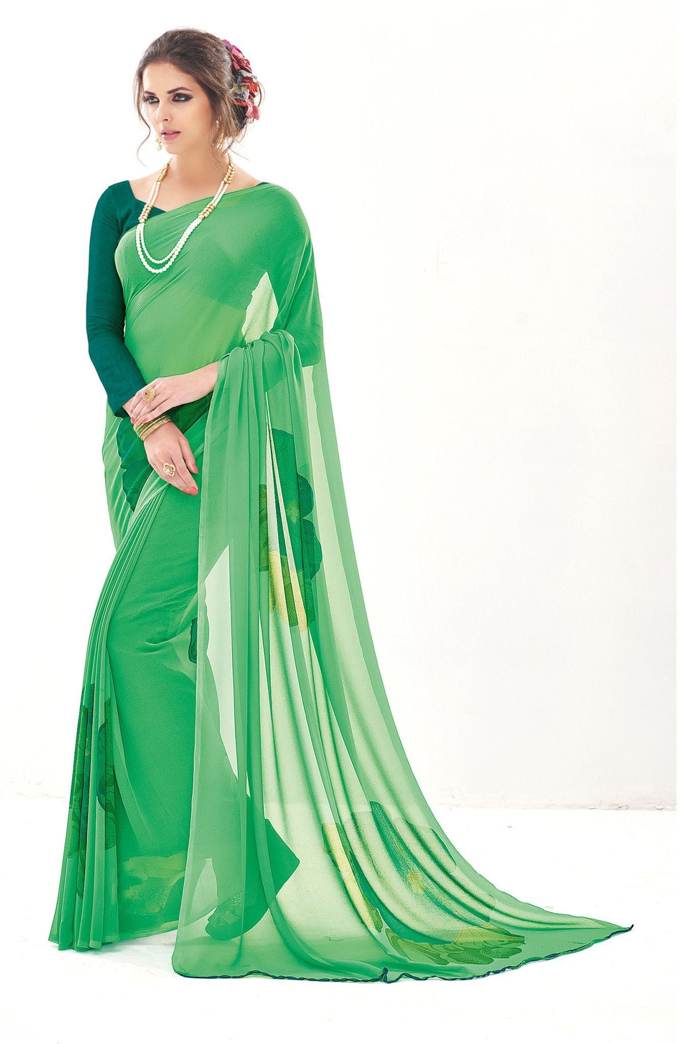 Green-Color-Designer-georgette-Saree