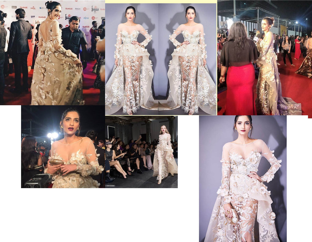 Sonam Kapoor in Elie Saab designer long dress western wear Jio award dress