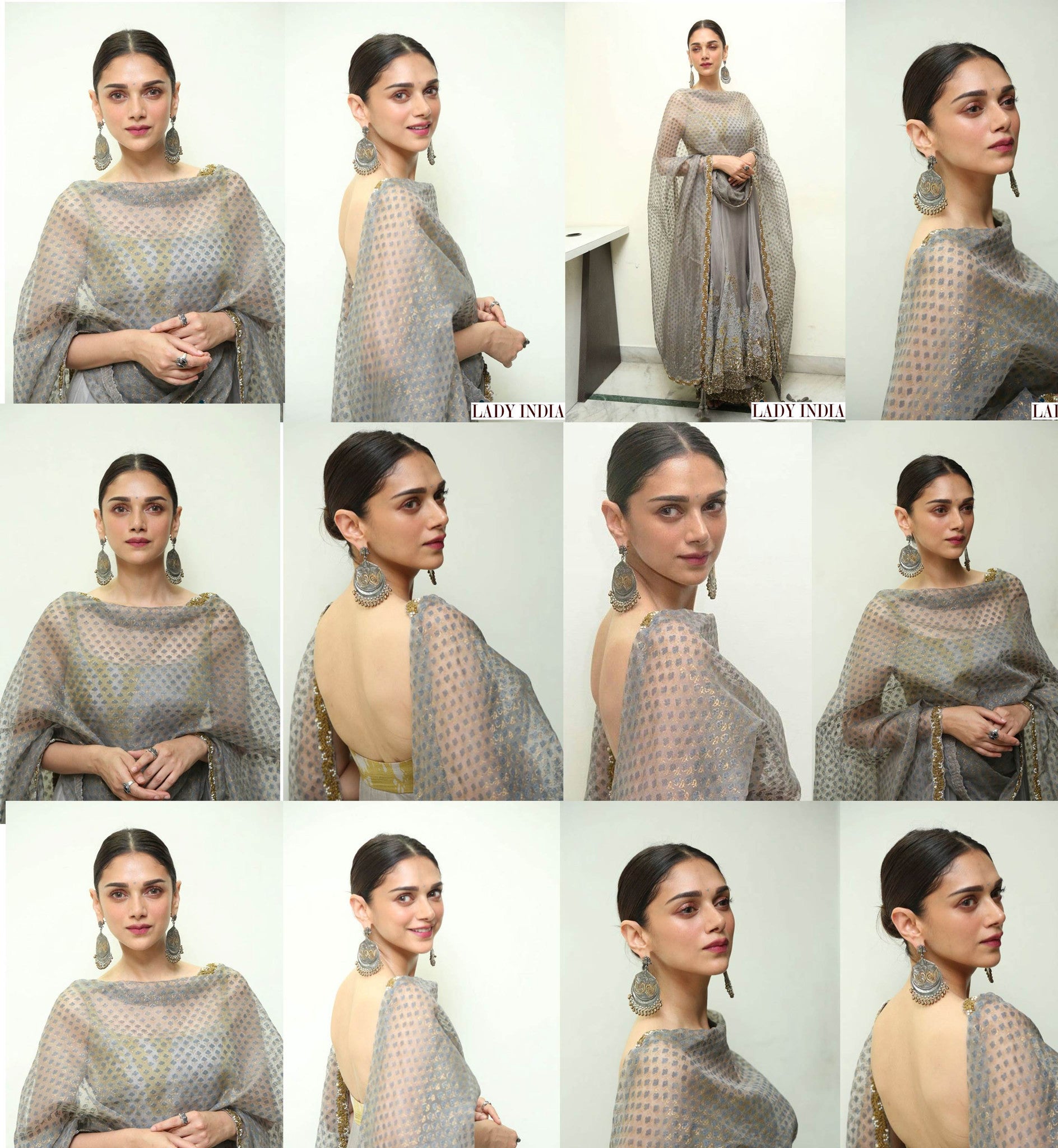 Aditi Rao Hydari in Nikita Mhaisalkar's Designer Indian Ethnic Wear during promotions of her upcoming film, 'Kaatru Veliyidai