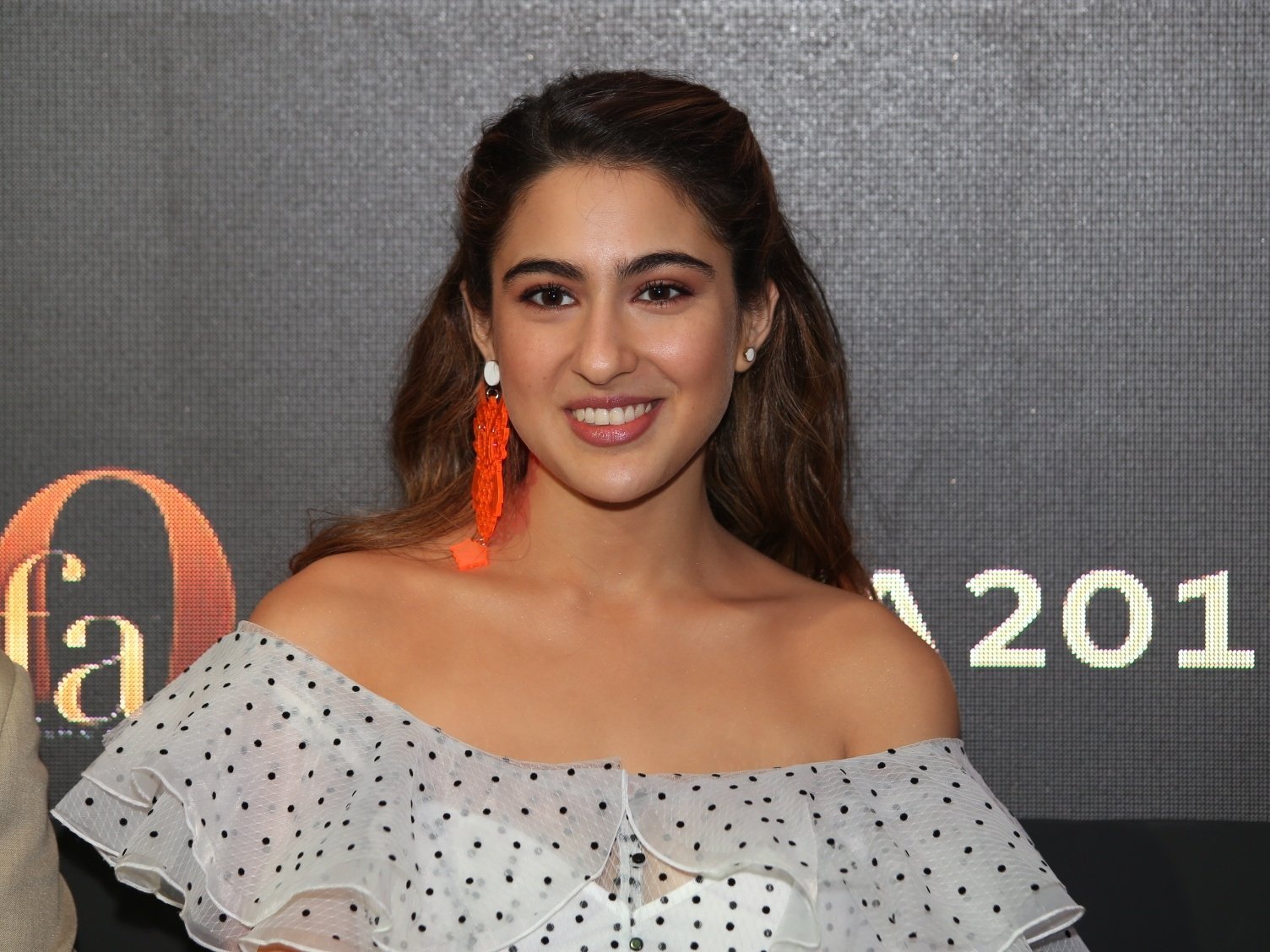 Sara Ali Khan in White Polka Dot Printed Mini Dress