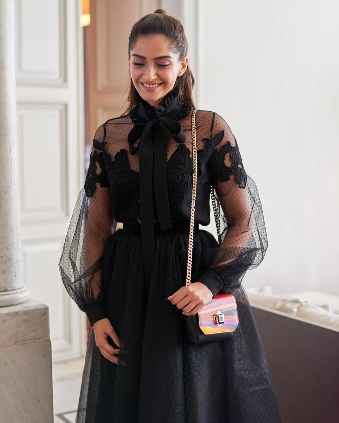 Sonam Kapoor Looked Like a Black Magic in Tulle Dress From Elie Saab's Collection