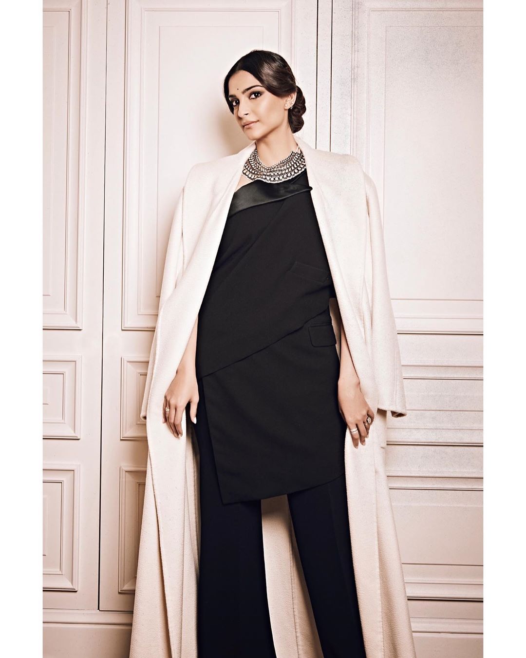 Sonam Kapoor wearing a Jean Paul Gaultier's Sari Tuxedo in Paris