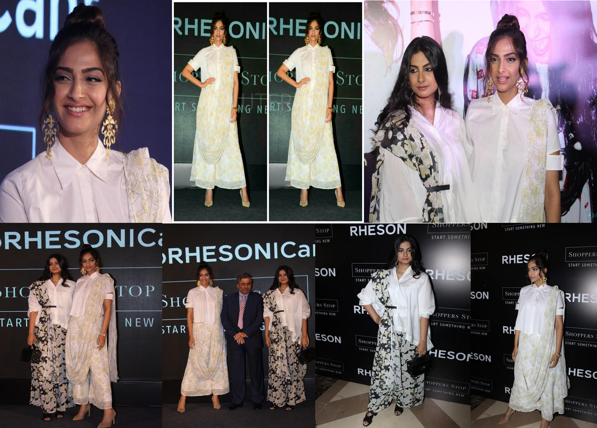 Sonam Kapoor opted for the white mogra palazzo saree which was teamed it up with a white Off-Duty Cropped shirt