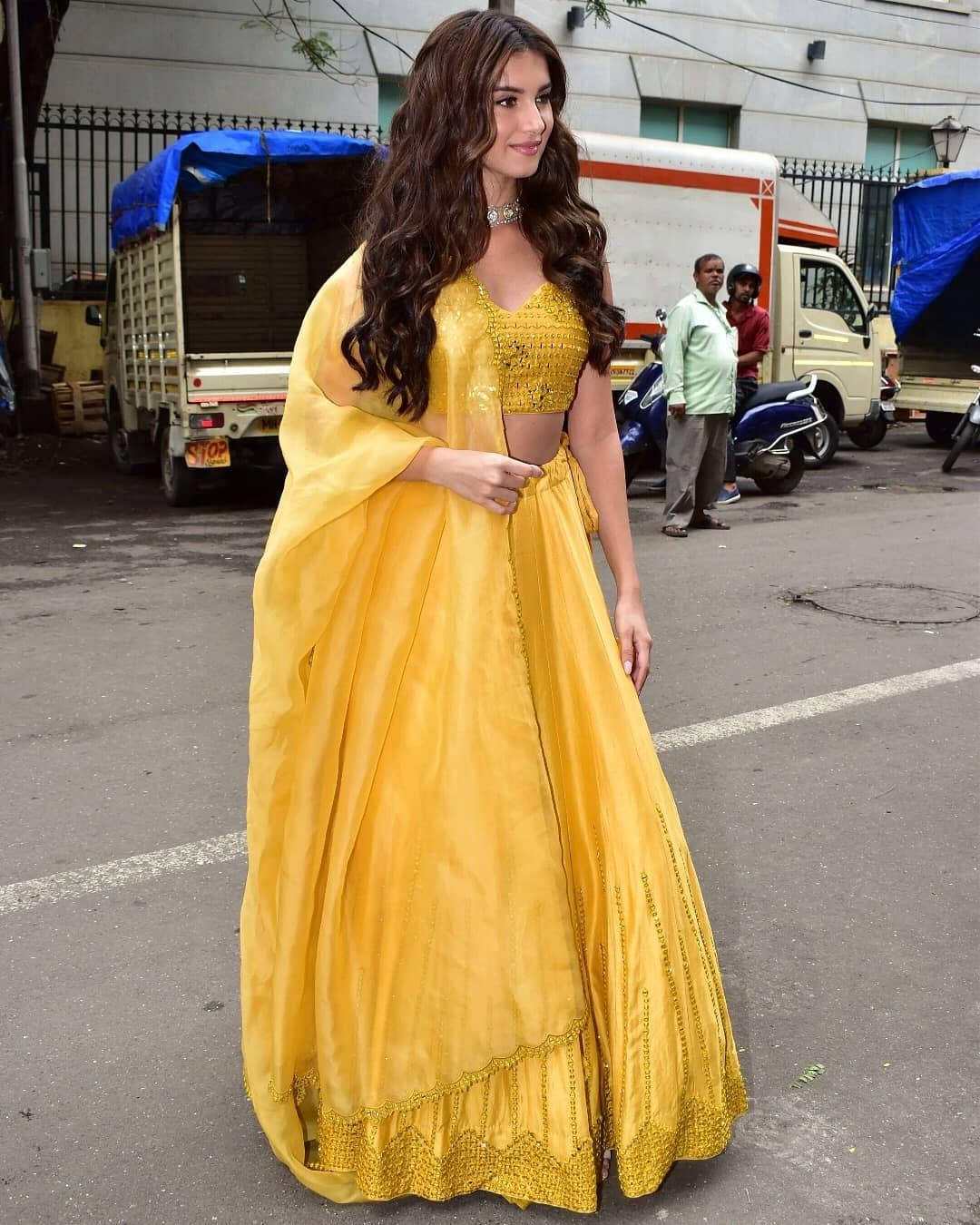 Tara Sutaria in Sunshine Yellow Lehenga by Designer Punit Balana 