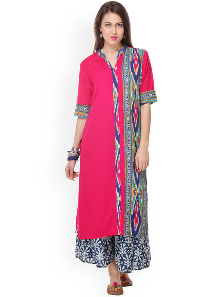 Urban Naari Pink Colored Flex Cotton Printed Stitched Kurti – Lady India