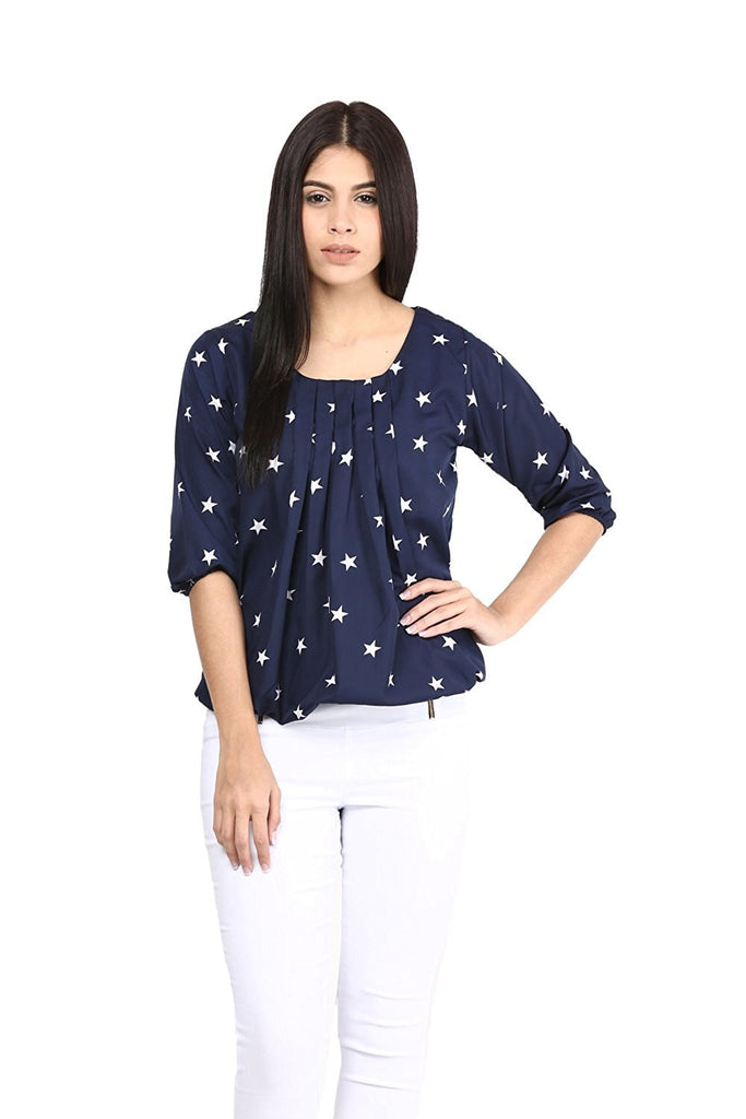 Shop Now Casual Tops Navy Blue Color 