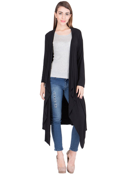 Online shopping fancy long shrugs black cotton long shrug – Lady India