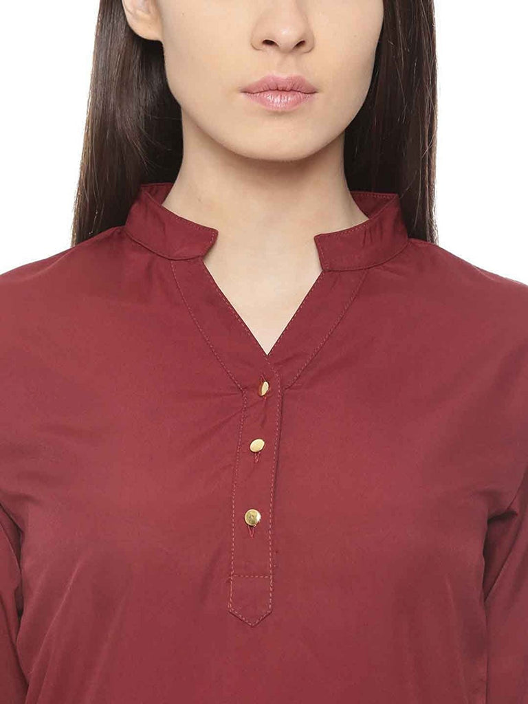 Shop Now Maroon Polycrepe Plain Top For Women – Lady India
