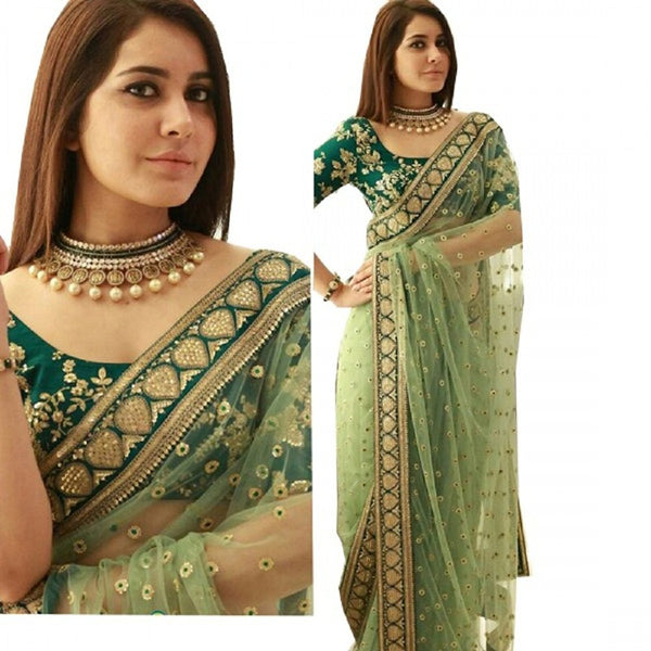 GREEN SAREES LOOK FOR PARTY