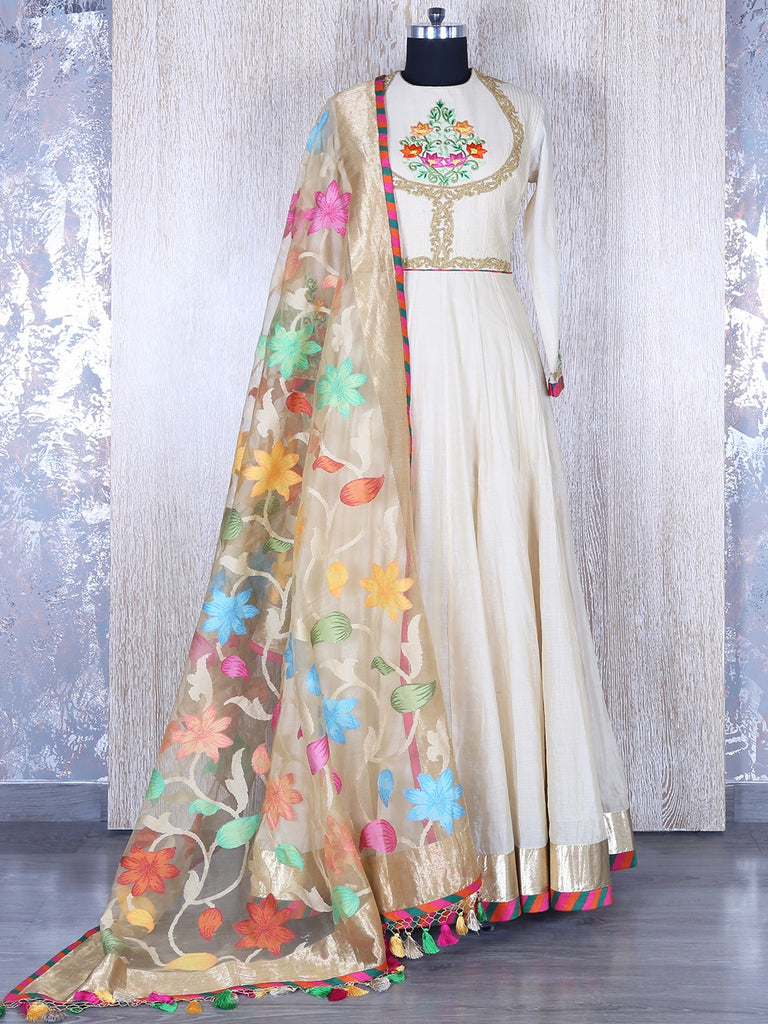 white long anarkali dress