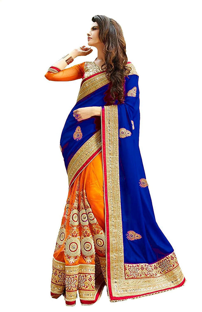 Shop Online Designer New Latest Net Georgette Partywear Wedding Saree Half H Lady India