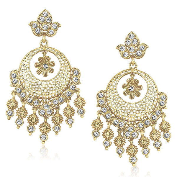 White Golden Kundan Pearl Daimond Dangle & Drop Earring For Women