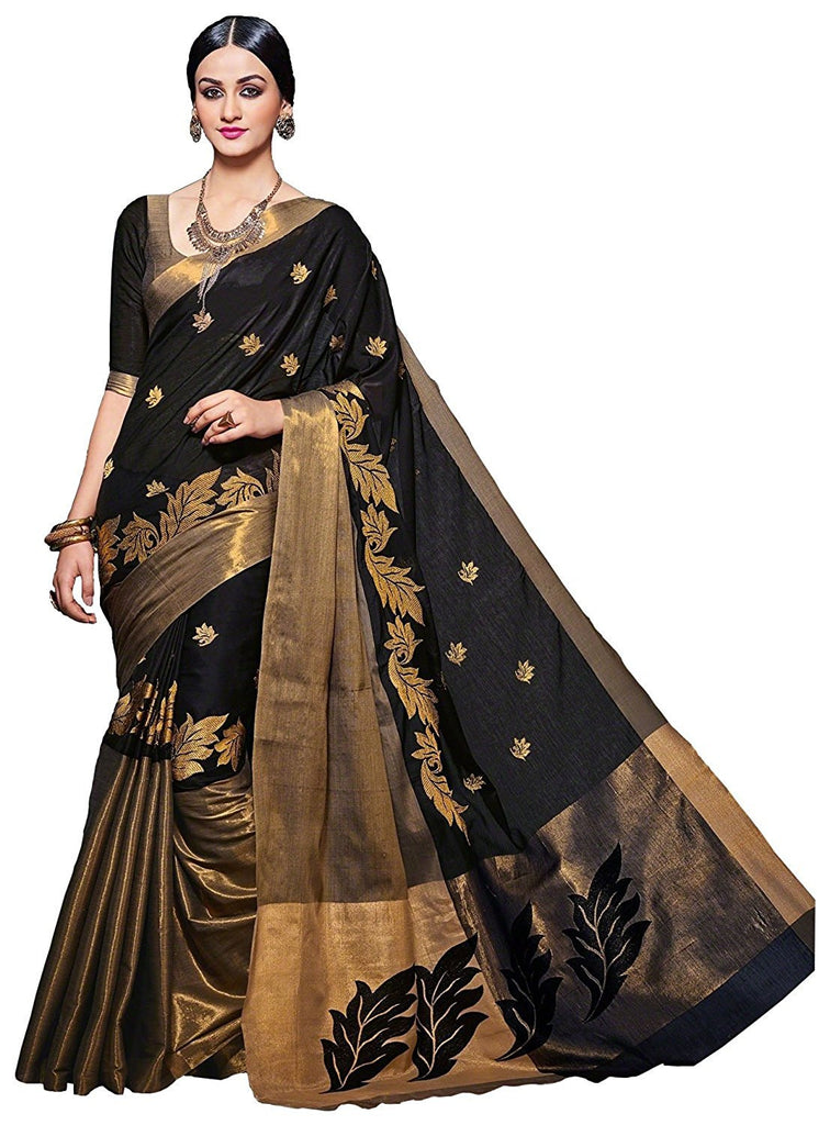 black saree with golden work