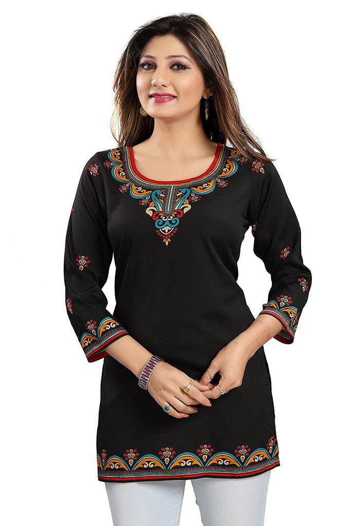 Shop Now Designer Short Kurtis Black Color Short Kurtis Kurta With ...