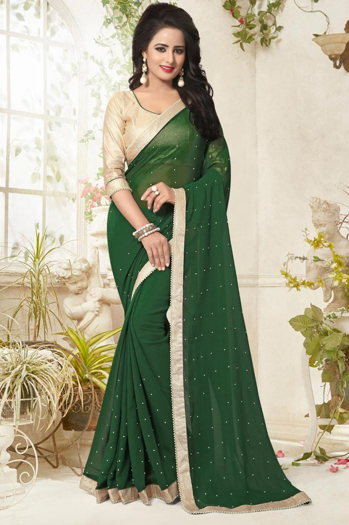 party wear georgette saree with border