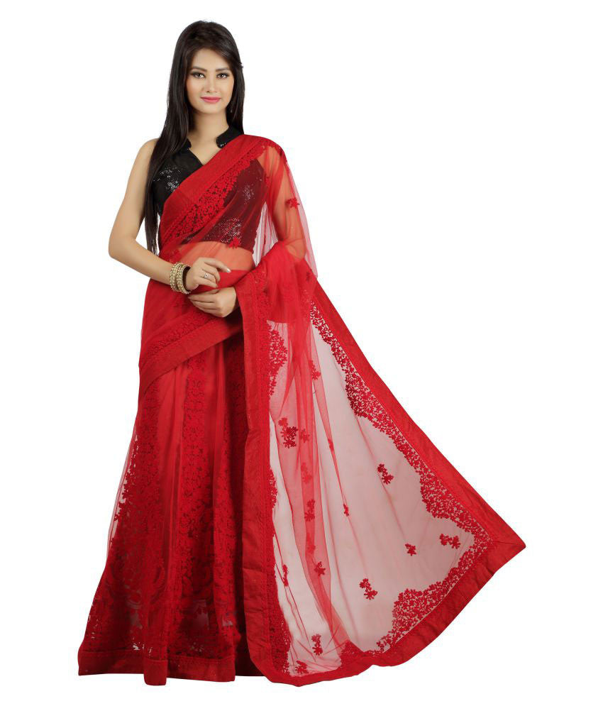 red colour saree party wear