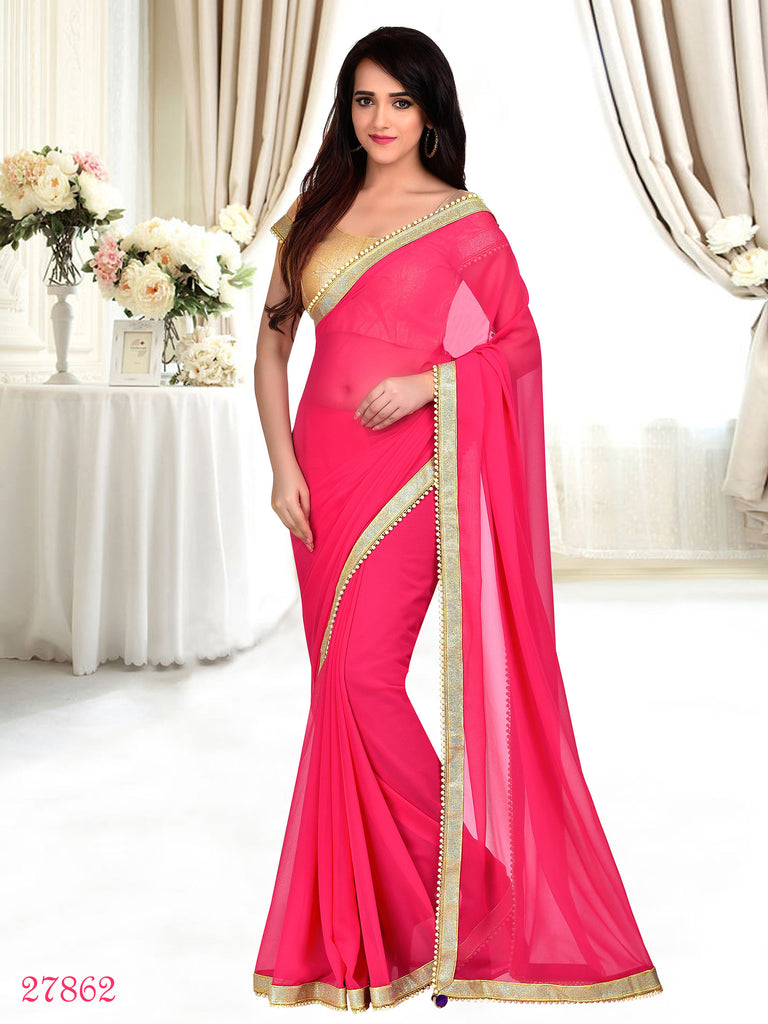 party wear georgette saree with border
