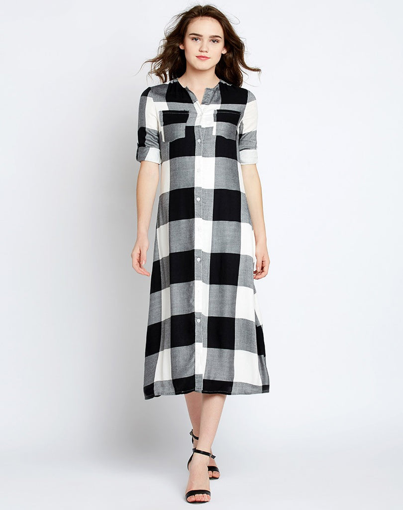 black and white checkered dress outfit