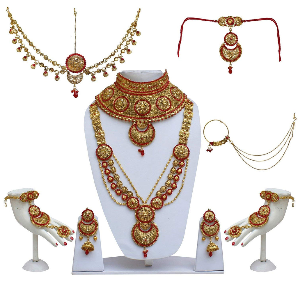 Bridal Jewelry Set Red Gold Plated Alloy Wedding Jewellery Set