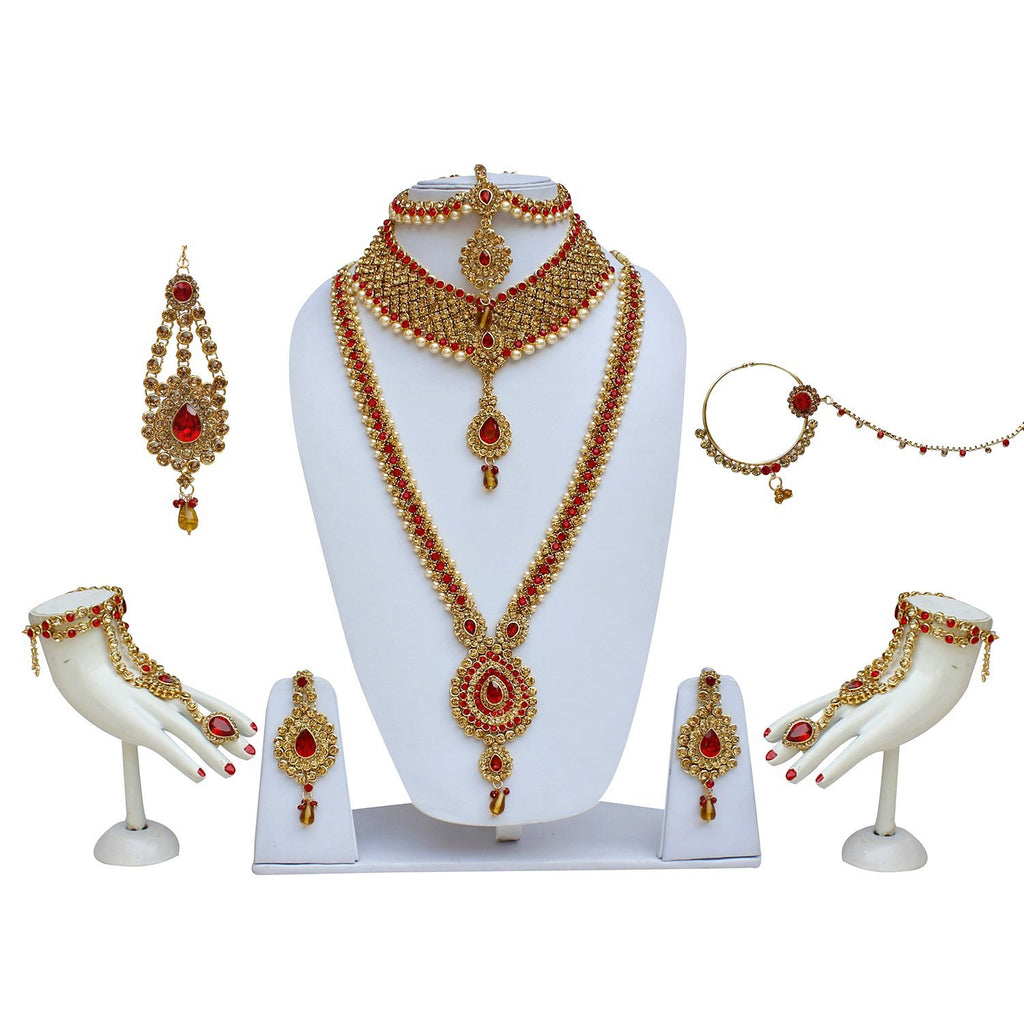 Red Color Bridal Jewellery Set Wedding Necklace Set Lady India