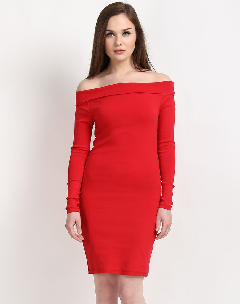 plain red bodycon dress