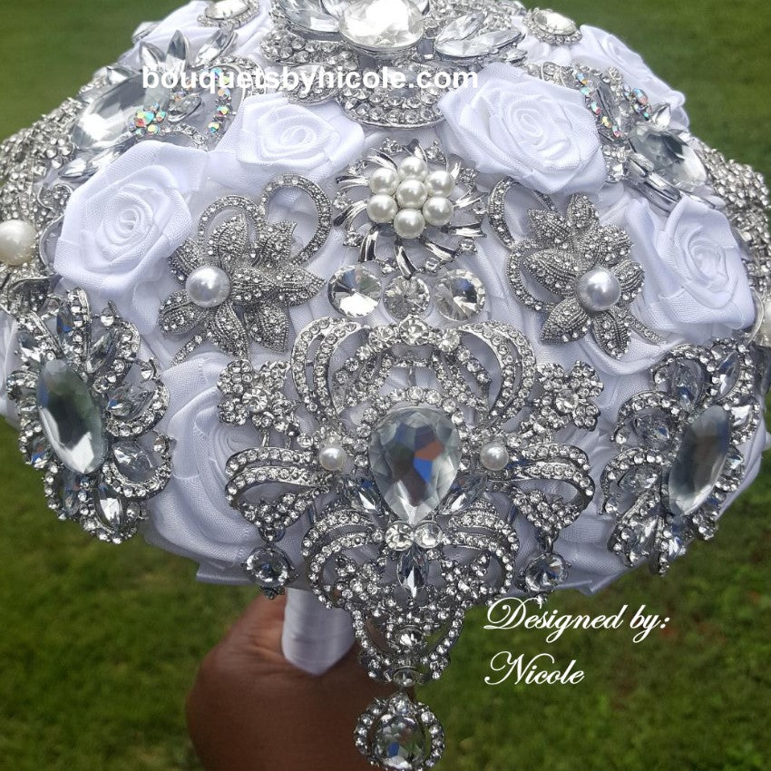LIA~Satin Rose Brooch Bouquet or DIY KIT – Bouquets by Nicole