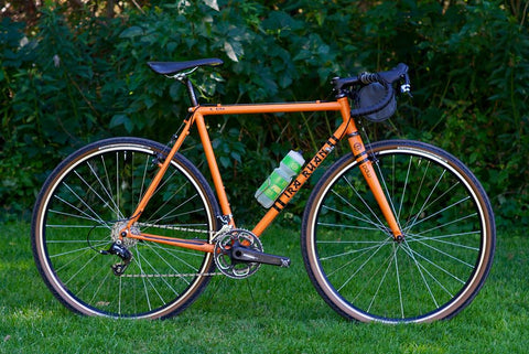 Ira Ryan Cycles custom frame with a Road Runner Bags Burrito Supreme handmade in the USA