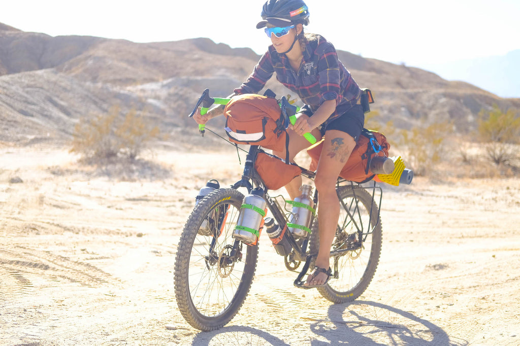 Bike Packing with Road Runner Bags at the Salton Sea with made in musa bags for bikes