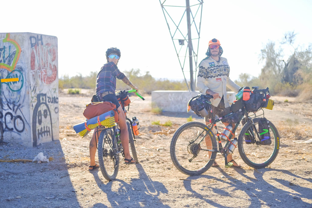 Bike Packing with Road Runner Bags at the Salton Sea with made in musa bags for bikes