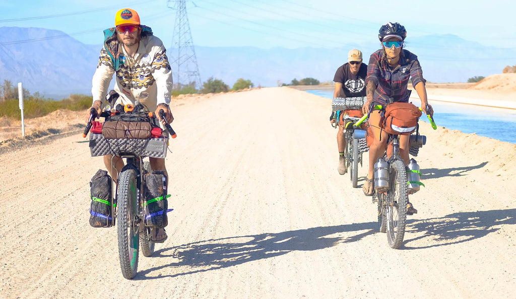 Bike Packing with Road Runner Bags at the Salton Sea with made in musa bags for bikes