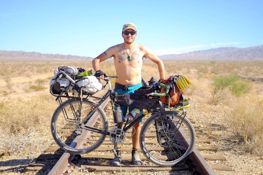 Bike Packing with Road Runner Bags at the Salton Sea with made in musa bags for bikes