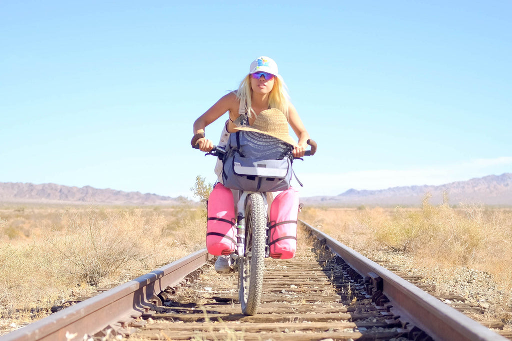 Bike Packing with Road Runner Bags at the Salton Sea with made in musa bags for bikes