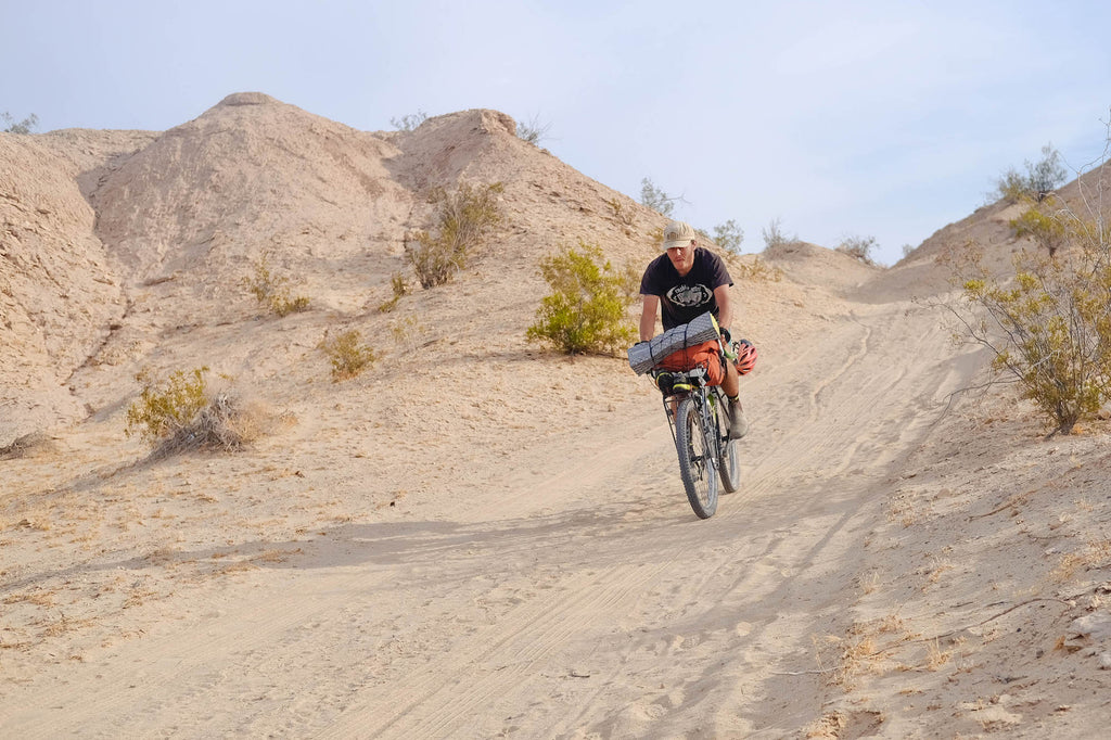 Bike Packing with Road Runner Bags at the Salton Sea with made in musa bags for bikes