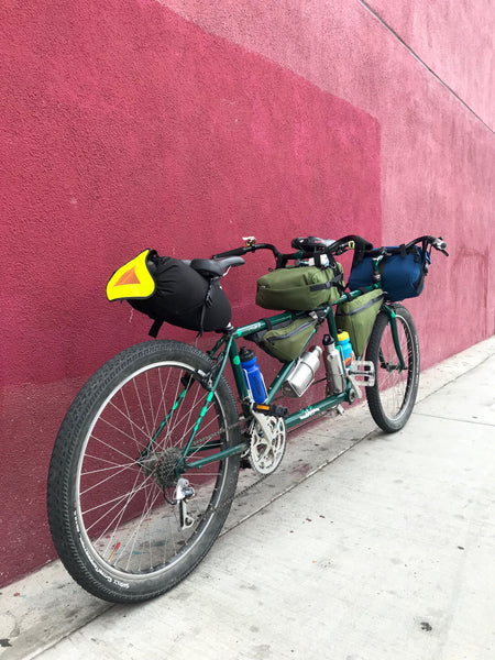 IBIS MTB Tandem for mountain biking, bike packing, bike touring and commuting with road runner bags hand made in los angeles MUSA