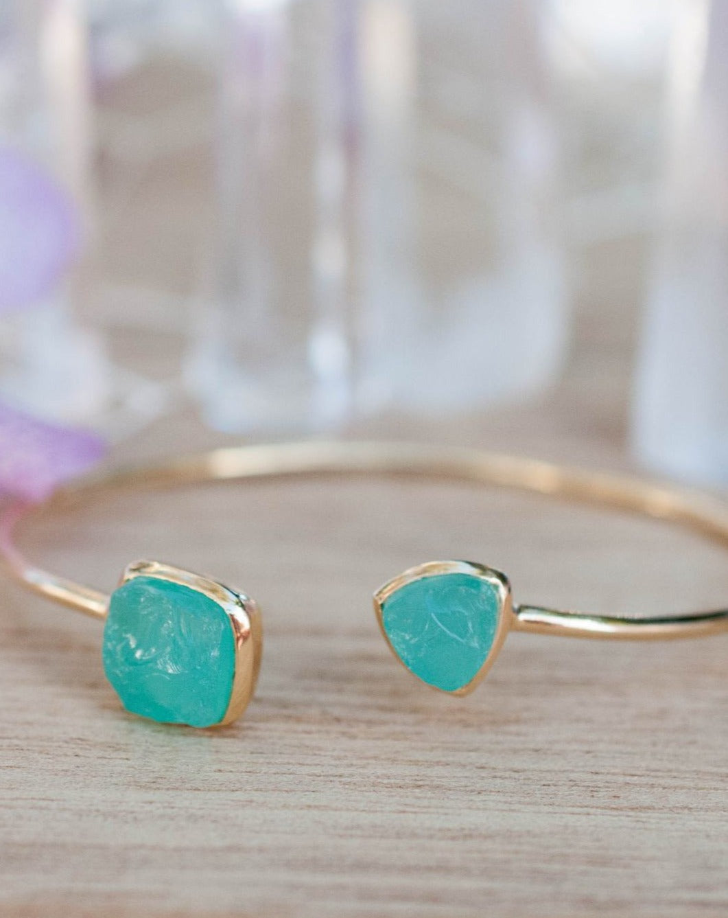 Summer Bracelet * Rough Aqua Chalcedony * Gold Plated 18k or Silver Plated * BJB008A